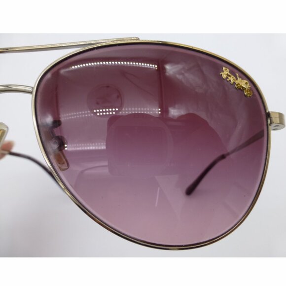 Coach Sunglasses Light Gold-Tone Aviator Sunglasses With Original Case - Picture 7 of 16